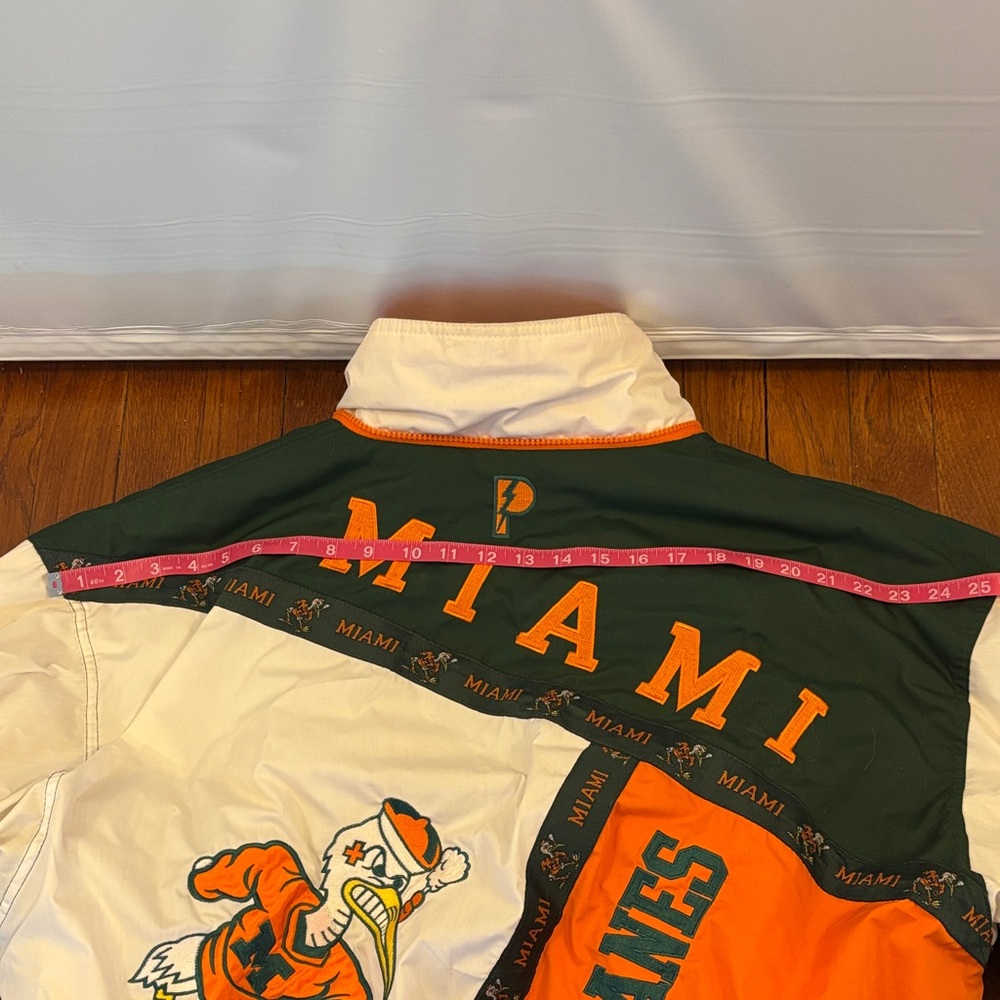 Miami Hurricanes Vintage Pro Player Green and Orange Varsity Jacket. - Picture 7 of 11